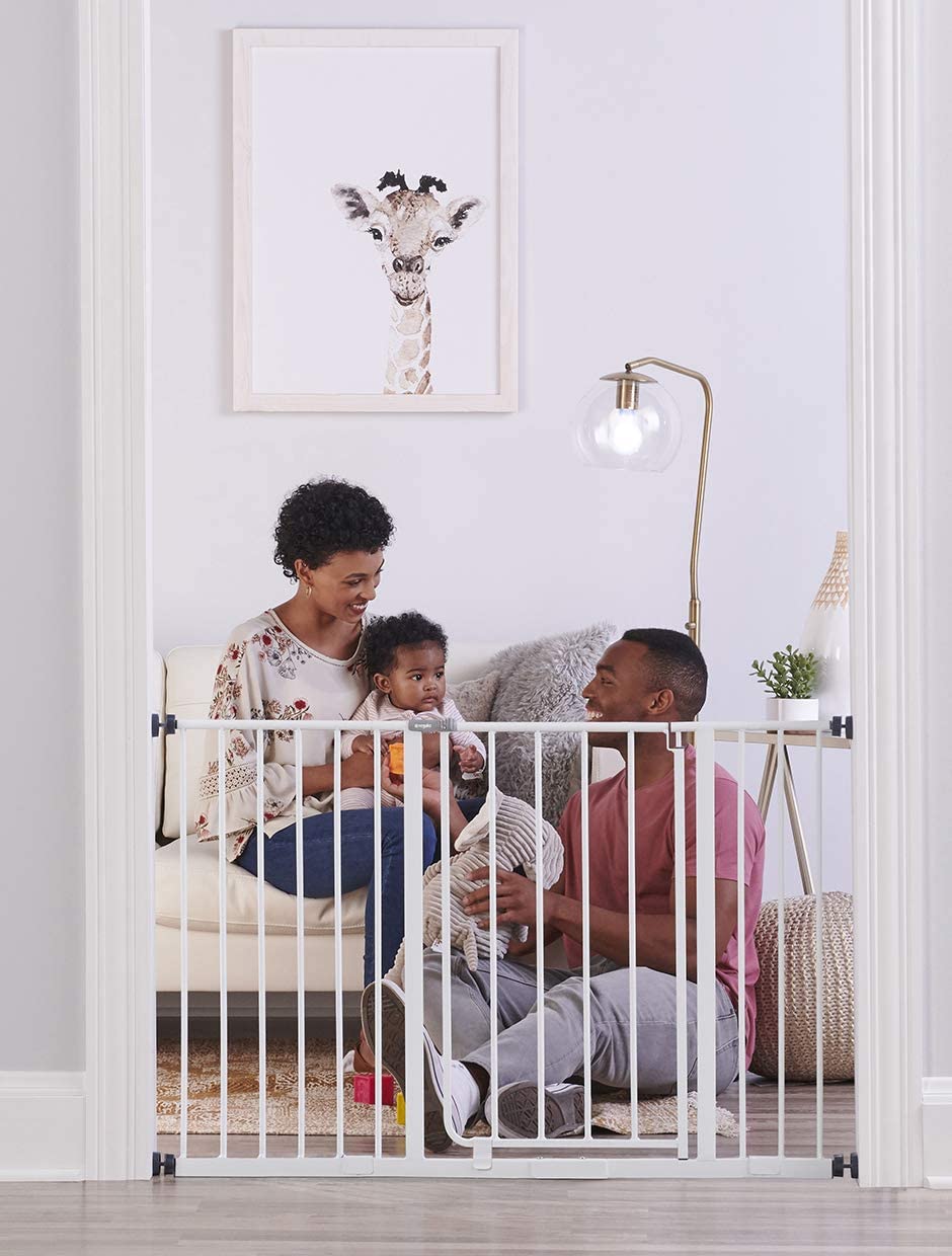 Regalo Easy Open 47-Inch Super Wide Walk Thru Baby Gate, Bonus Kit, Includes 4-Inch and 12-Inch Exte