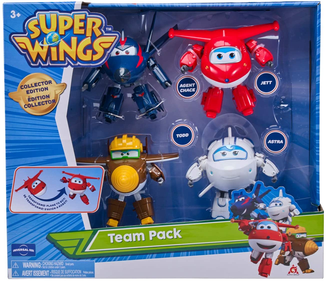 Super Wings US730204 Transforming Toy Figures, Jett Todd Astra & Agent Chase, Scale, 5