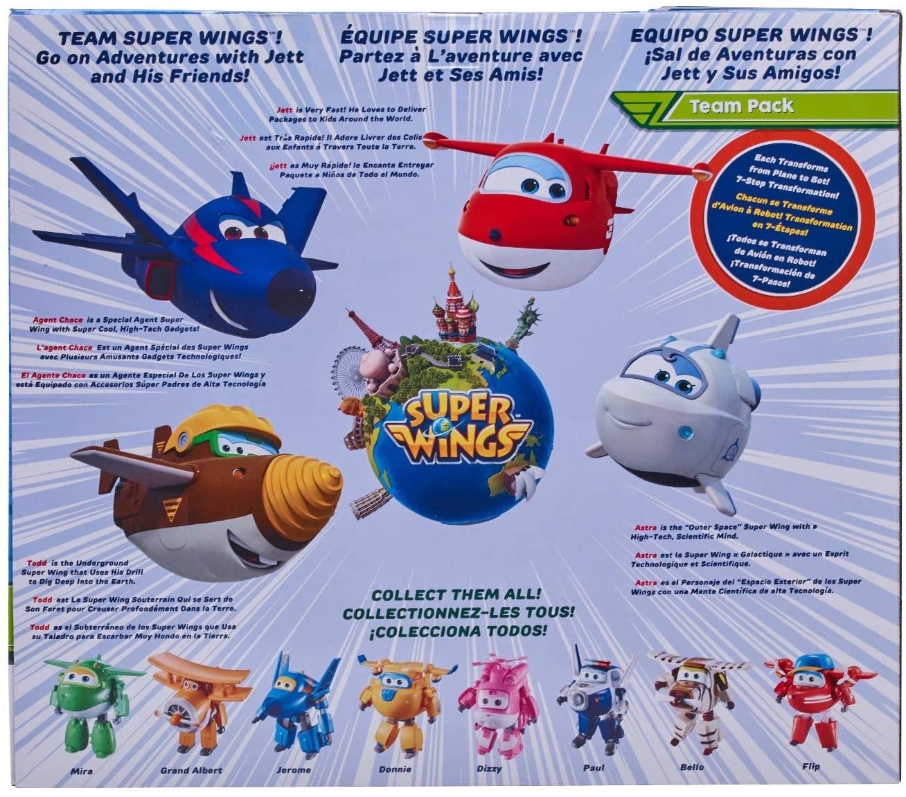 Super Wings US730204 Transforming Toy Figures, Jett Todd Astra & Agent Chase, Scale, 5