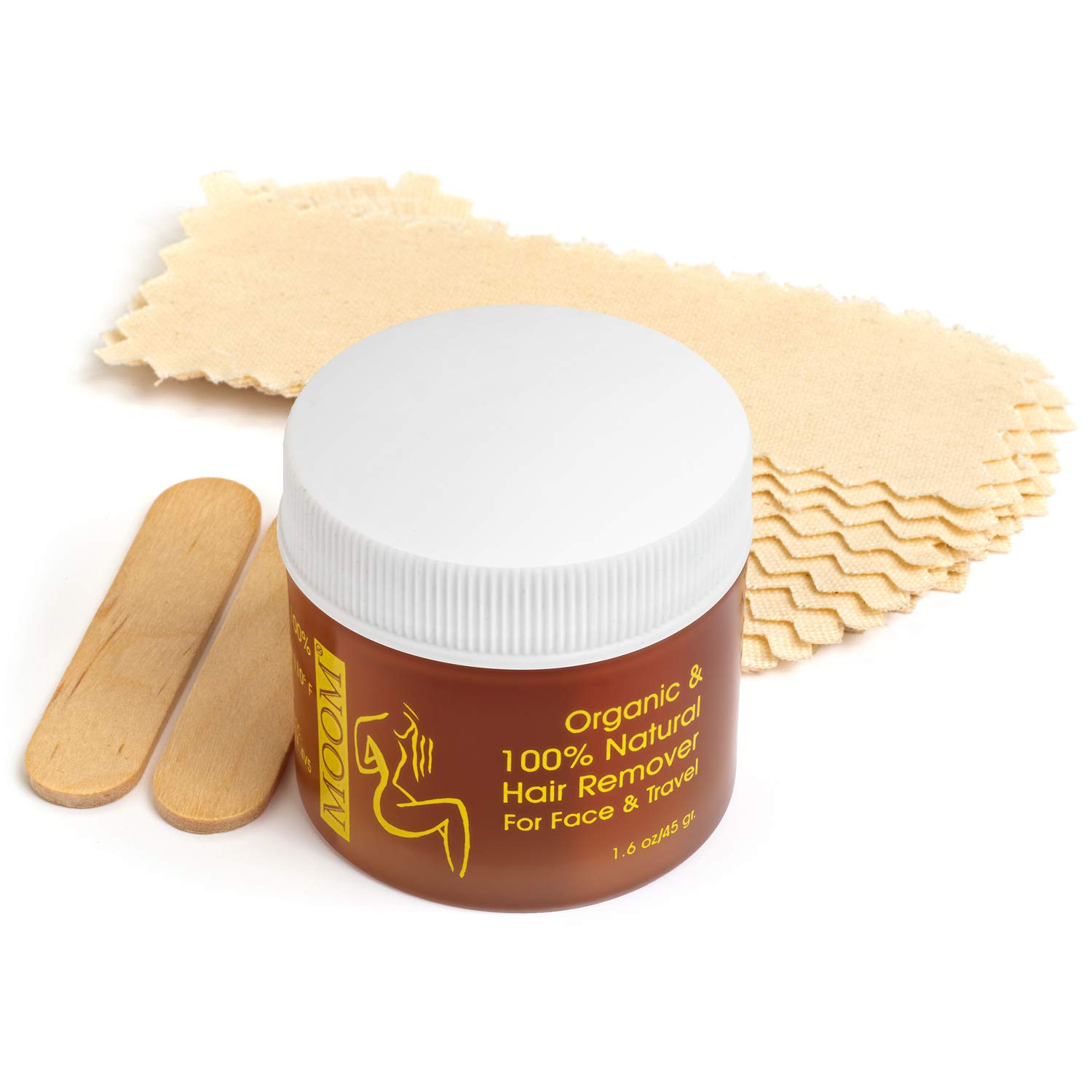 MOOM Organic Travel Wax Kit with Aloe, Tea Tree Oil & Chamomile for Face - Natural Sugar Waxing Glaz
