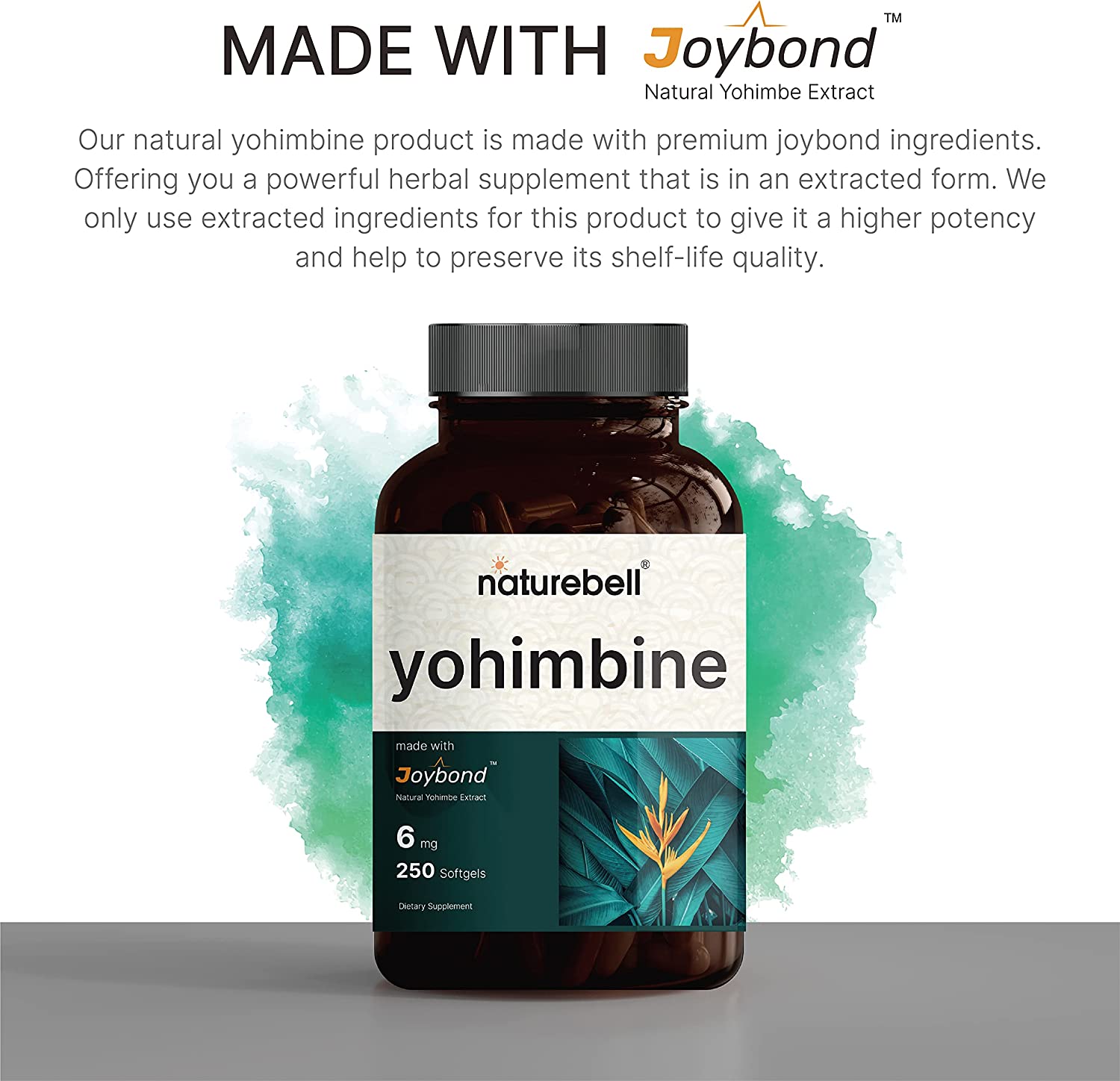 Naturebell Yohimbine HCL 6mg, 250 Softgels, Joybond* - Ultra Strength Yohimbine Bark Extract Supplem