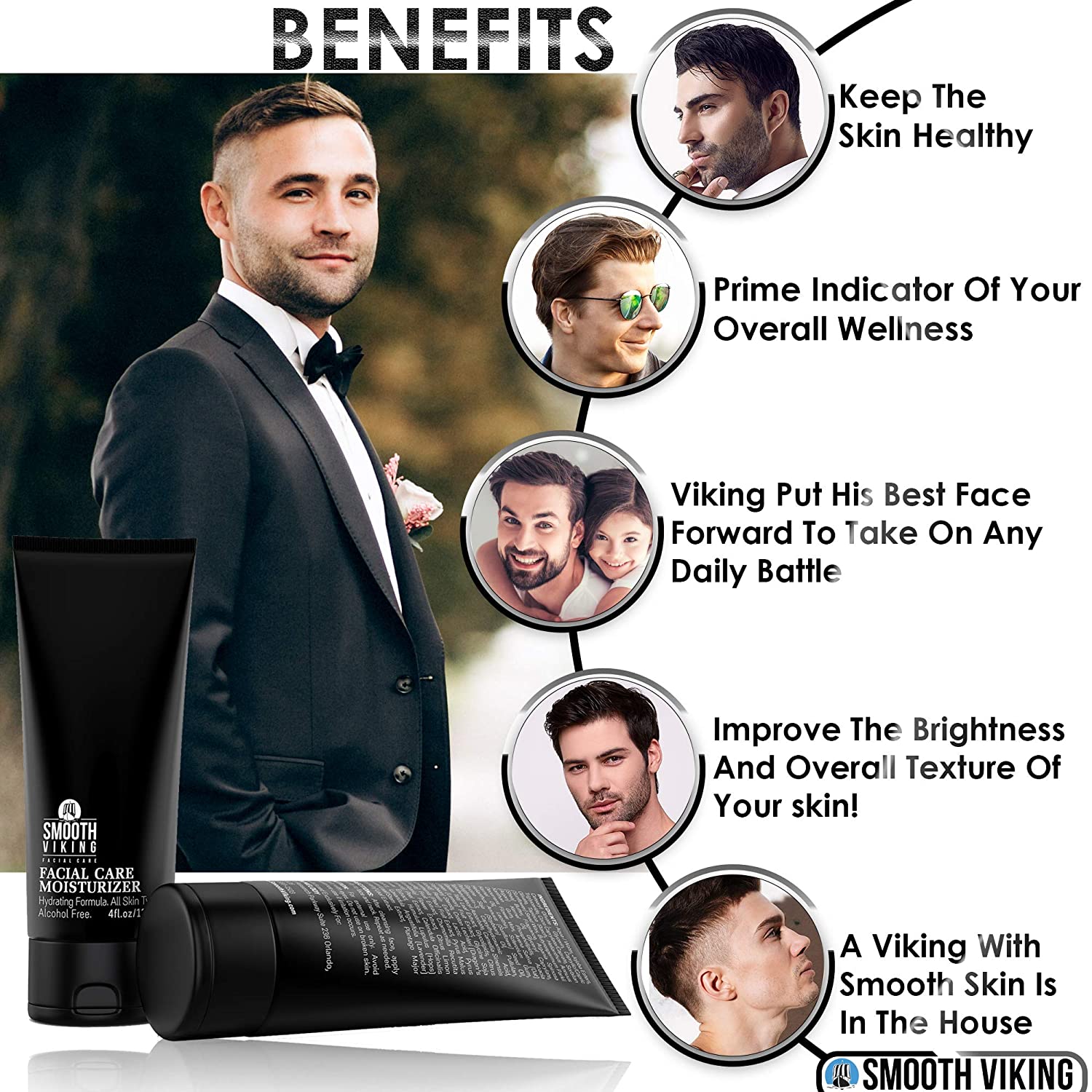 Mens Face Moisturizer - Daily Lotion-Based Mens Face Lotion (4 Oz) - Alcohol-Free Hydrating Facial M