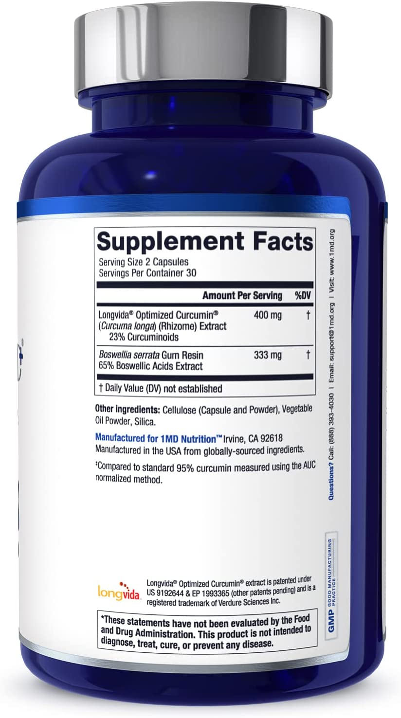 1MD Nutrition CurcuminMD Plus - Turmeric Curcumin with Boswellia Serrata - 285x More Absorbable | Jo