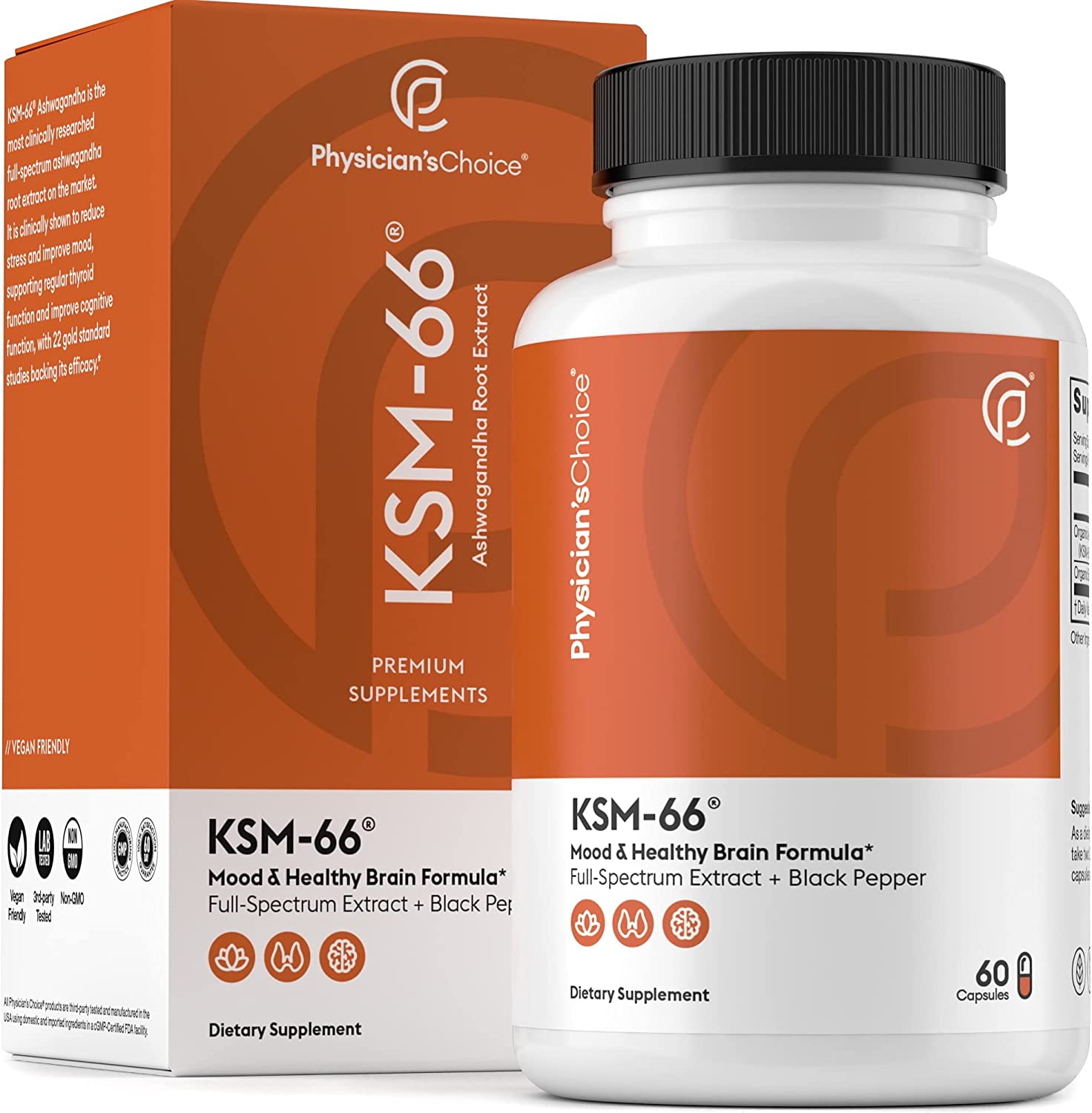KSM-66 Ashwagandha Root Powder Extract, High Potency 5% Withanolides, 1000mg of Clinically Studied K