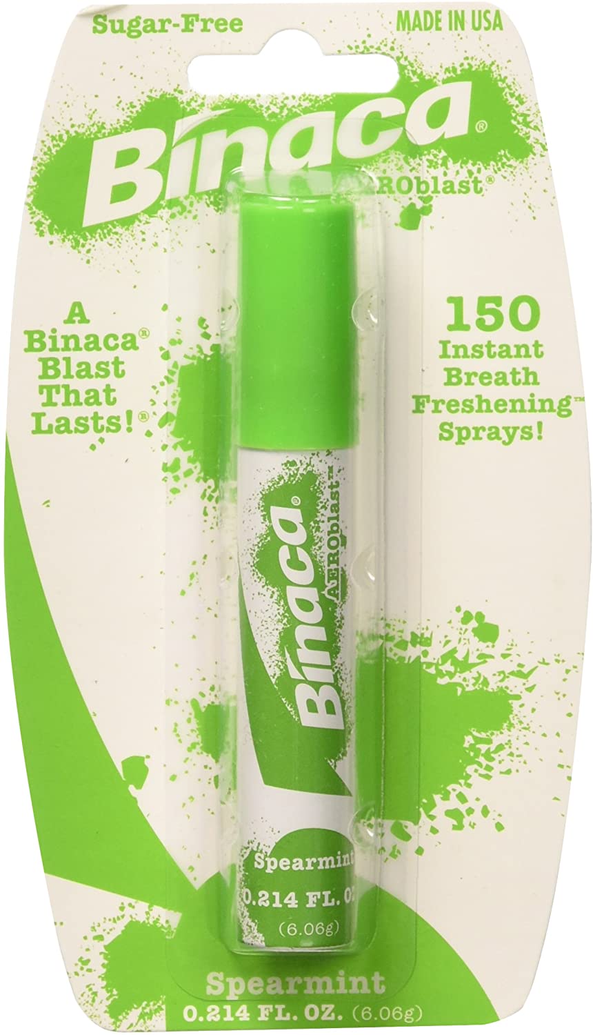Binaca Spearmint Breath Freshening Spray - 0.21 Fl Oz (Pack of 6)