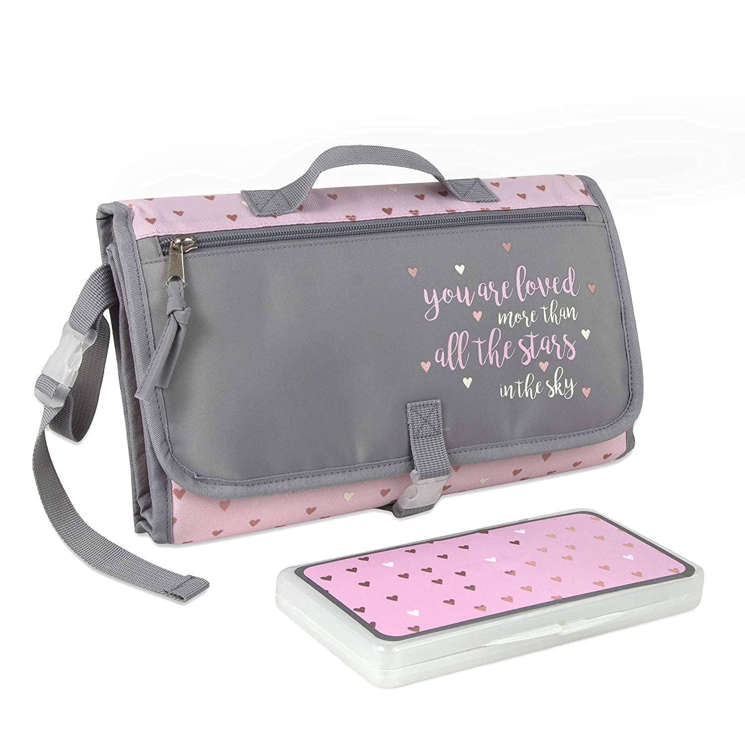 Portable Diaper Changing Pad Station Waterproof for Baby Girl, Boy with Padded Head Rest, Wipes Disp