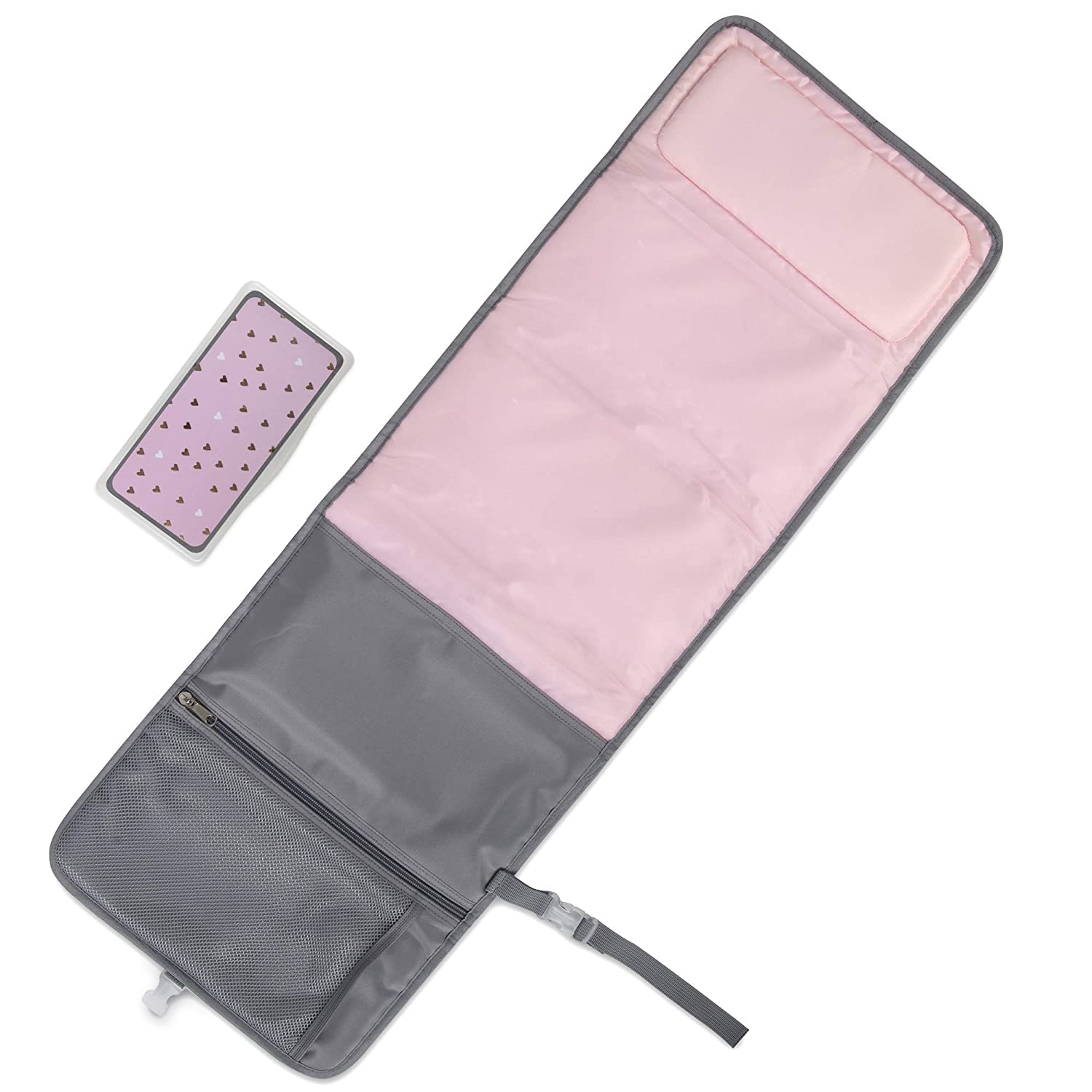 Portable Diaper Changing Pad Station Waterproof for Baby Girl, Boy with Padded Head Rest, Wipes Disp