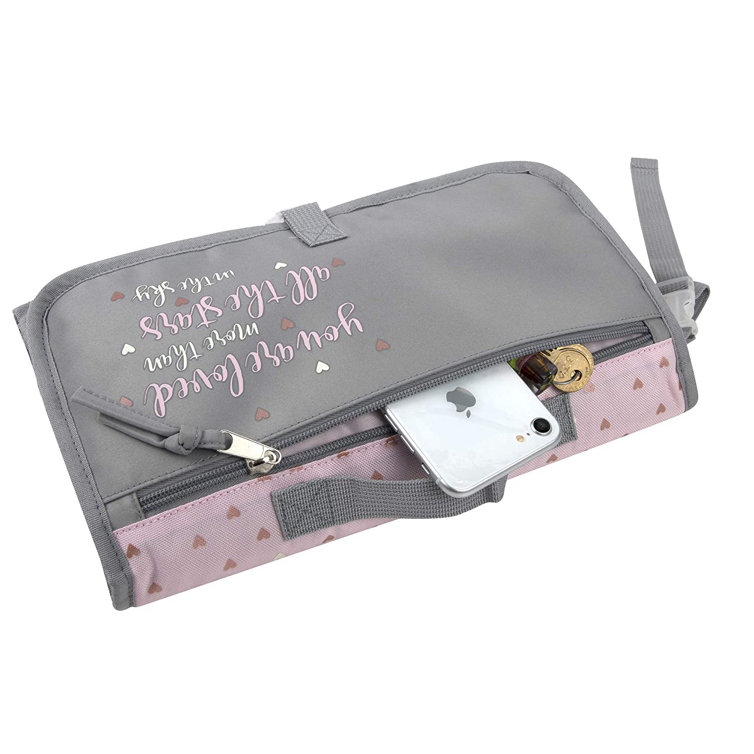 Portable Diaper Changing Pad Station Waterproof for Baby Girl, Boy with Padded Head Rest, Wipes Disp