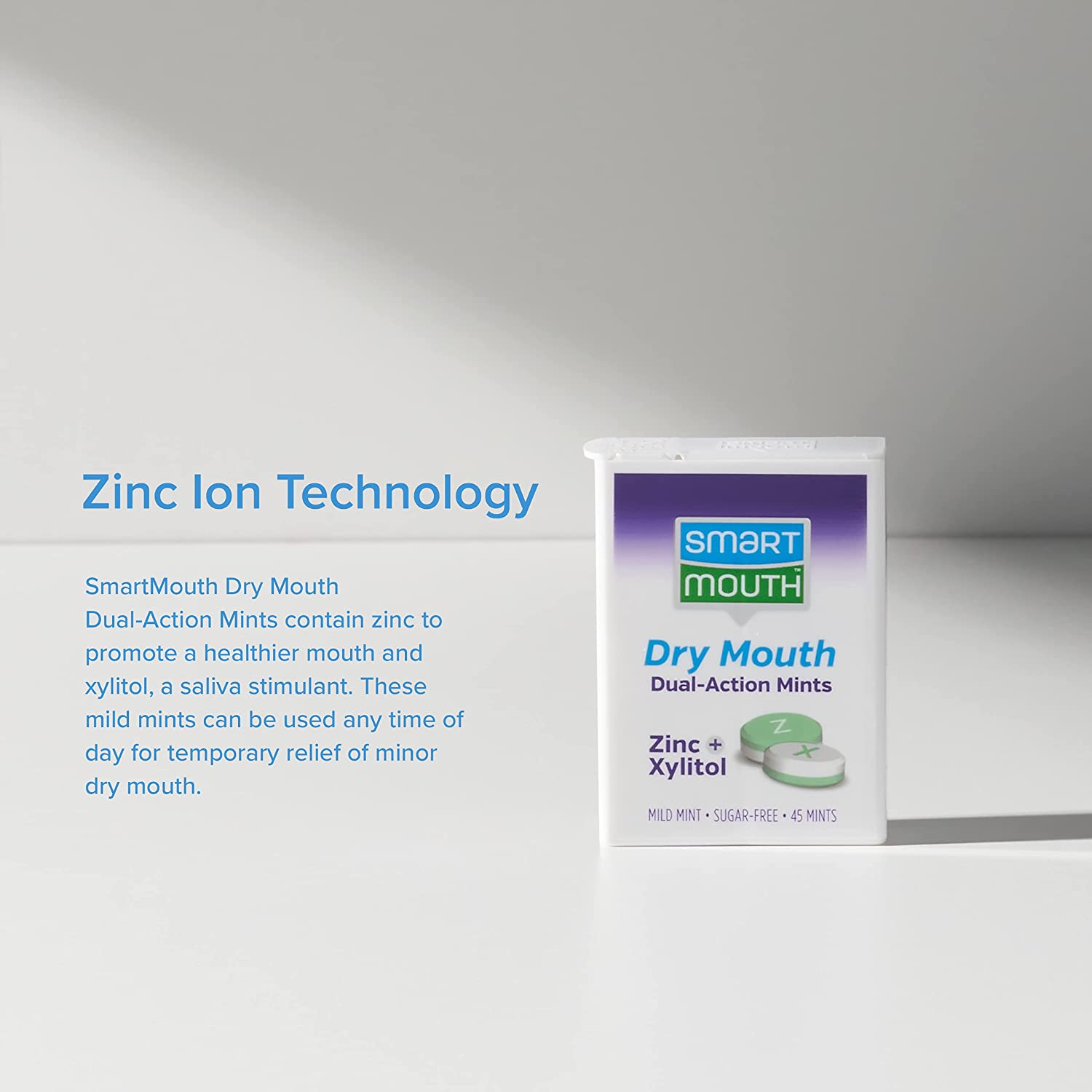 SmartMouth Dry Mouth Relief Mints with SmartZinc, Moisturizes and