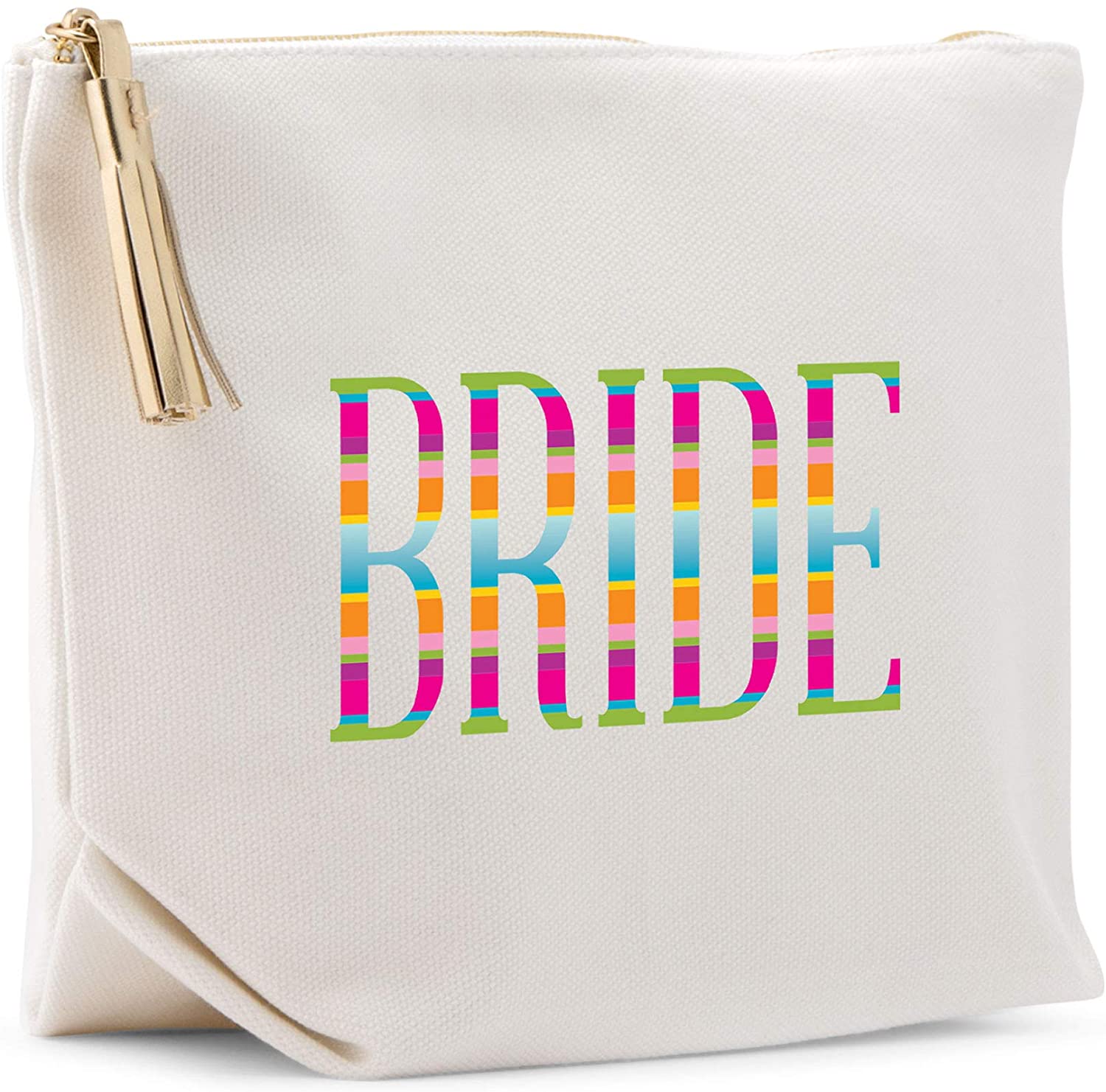 Weddingstar Large Personalized Canvas Makeup Bag - Fiesta Bride Silver