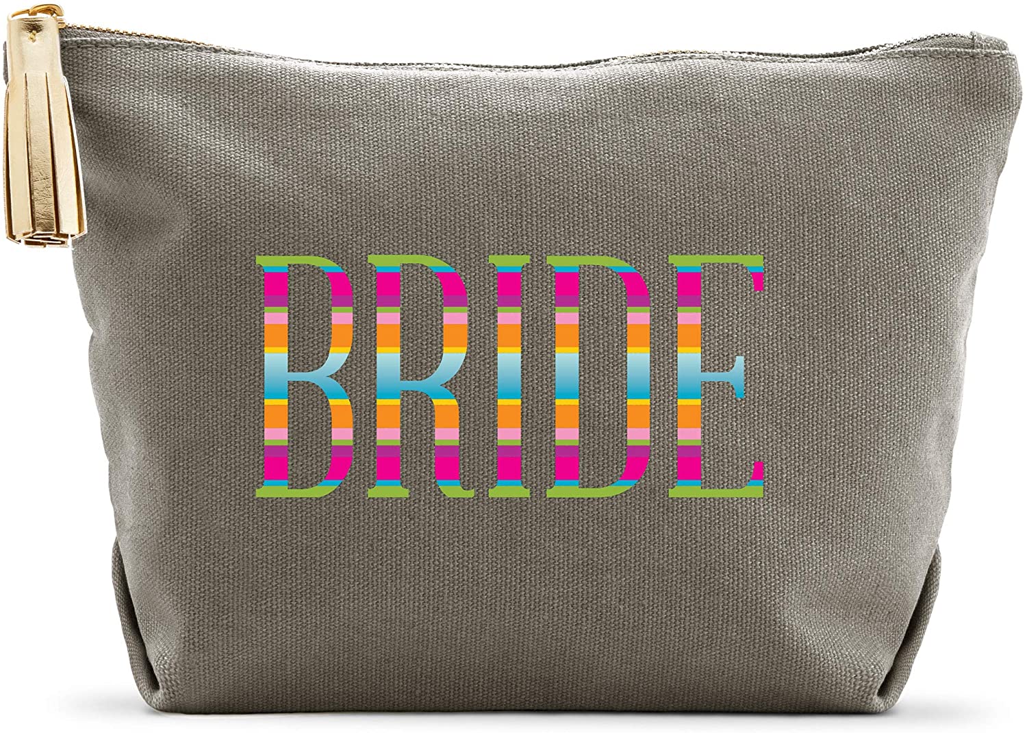 Weddingstar Large Personalized Canvas Makeup Bag - Fiesta Bride Silver