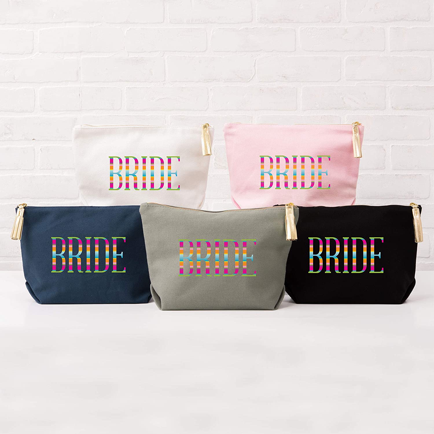 Weddingstar Large Personalized Canvas Makeup Bag - Fiesta Bride Silver