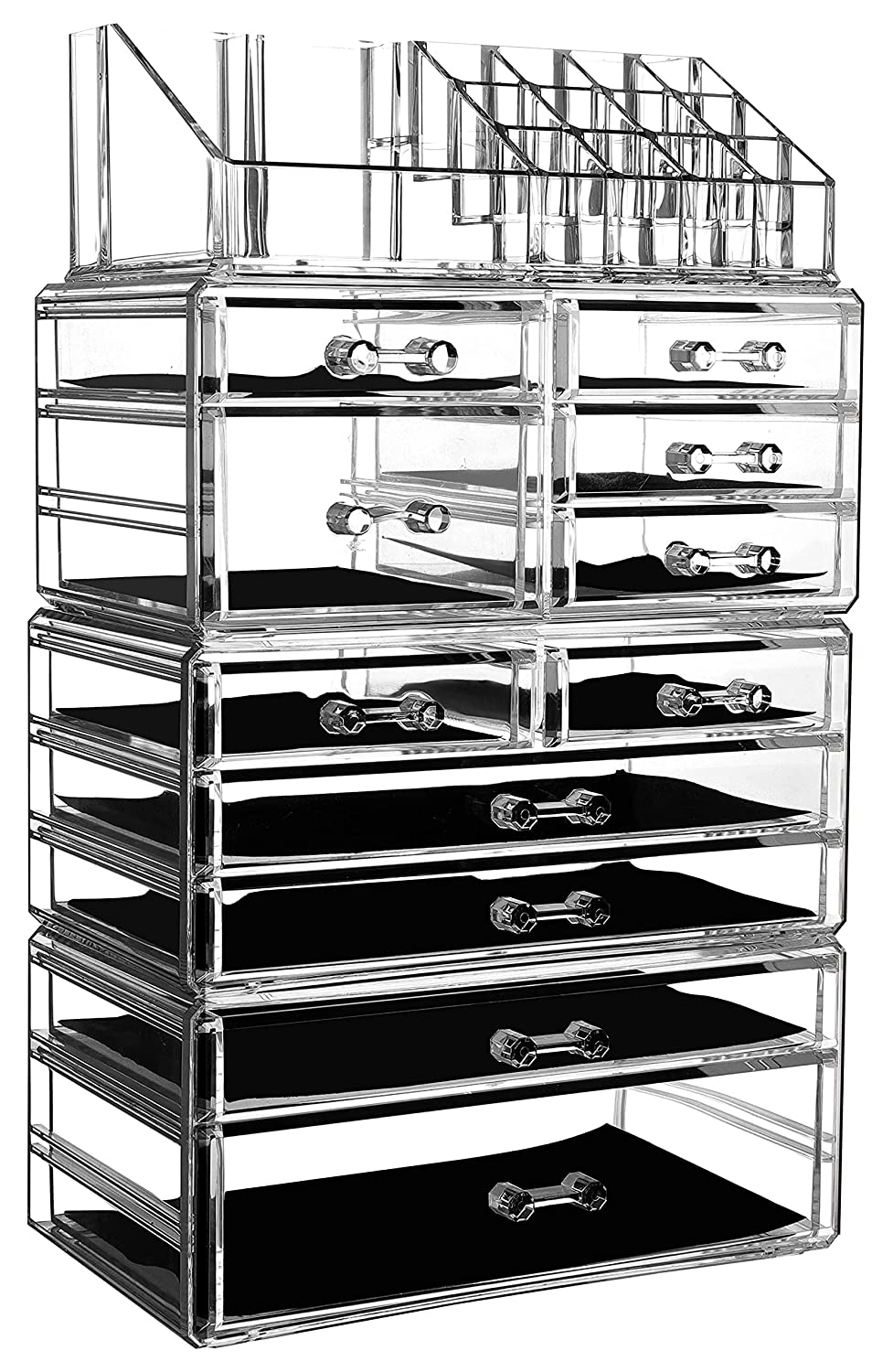 Cq acrylic Clear Makeup Organizer And Storage Stackable Small Skin Care Cosmetic Display Case With 4