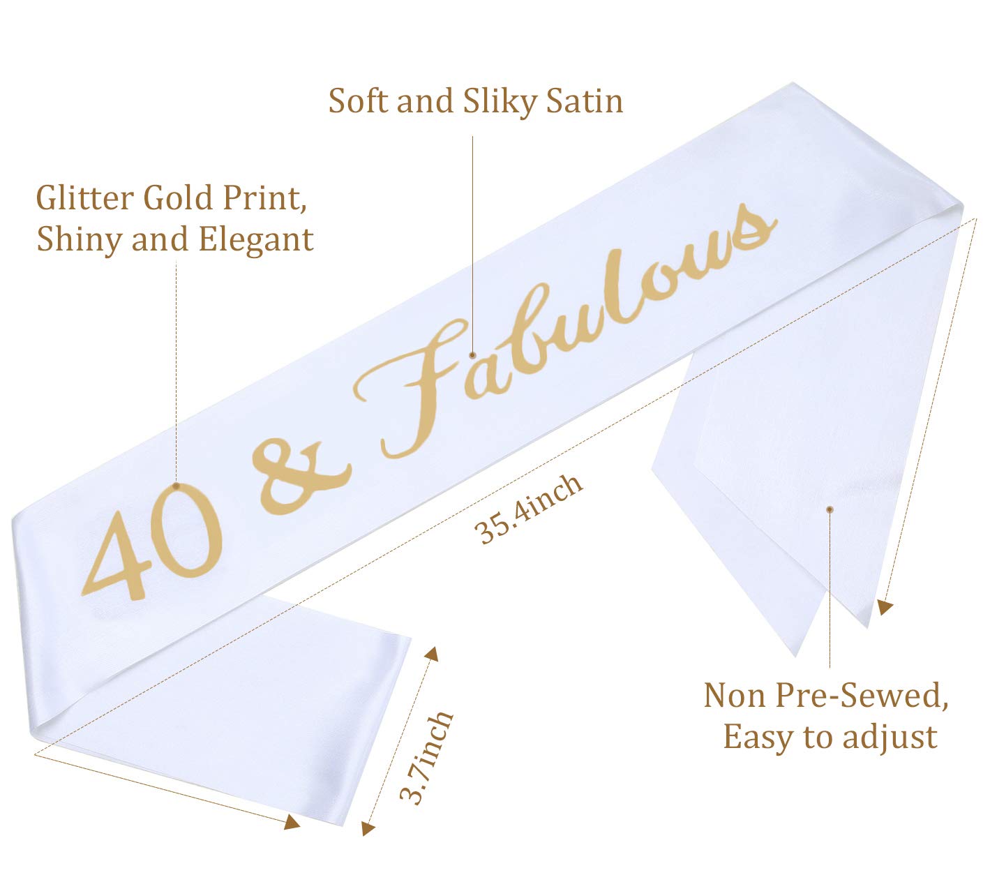 BABEYOND 40th Birthday Tiara and Sash Crystal Happy Birthday Crown and Satin 40 & Fabulous Sash 40th