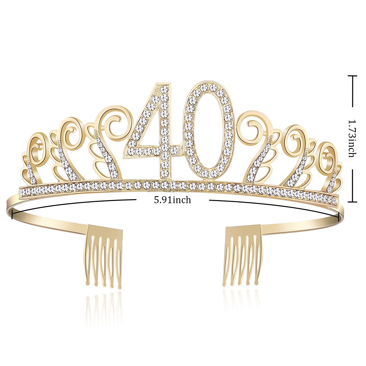 BABEYOND 40th Birthday Tiara and Sash Crystal Happy Birthday Crown and Satin 40 & Fabulous Sash 40th