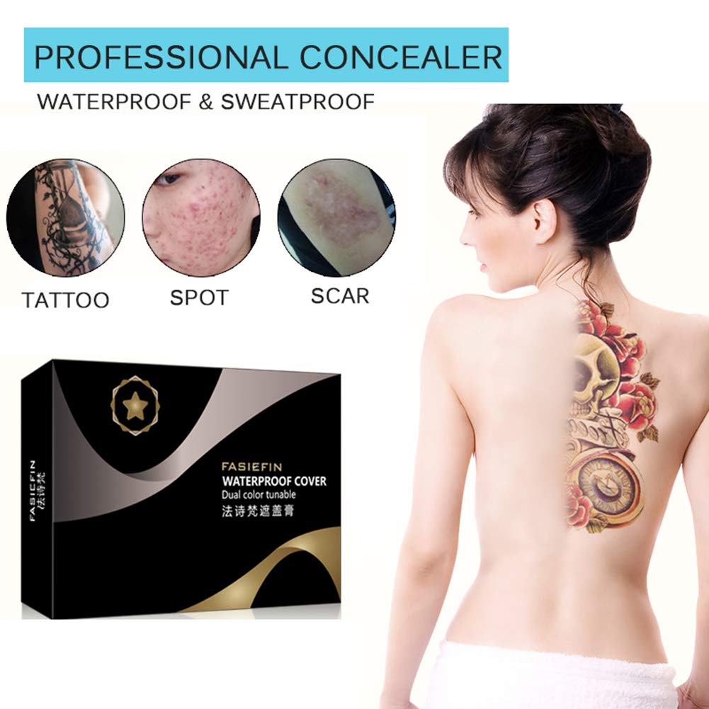 SUNSENT Tattoo Concealer Set,Waterproof and Long Lasting Cover Up Cream For Scar/Birthmarks/Tattoo/S