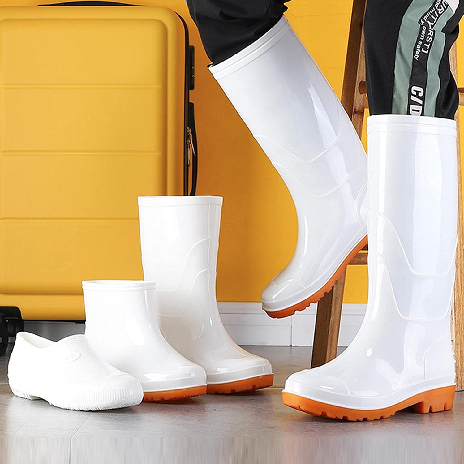 Aunimeifly Short rain Boots for Women and Waterproof Garden Shoes Stylish Light Ankle Rain Shoes and