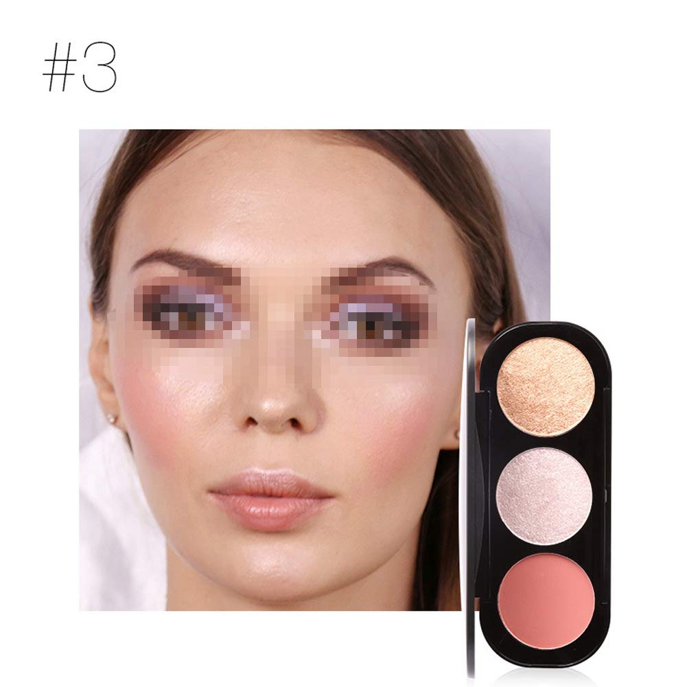 3 Types 3 Colors Blush Palette, Lasting Finish Soft Colour Powder Blush, Highlighter Face Mankeup Bl