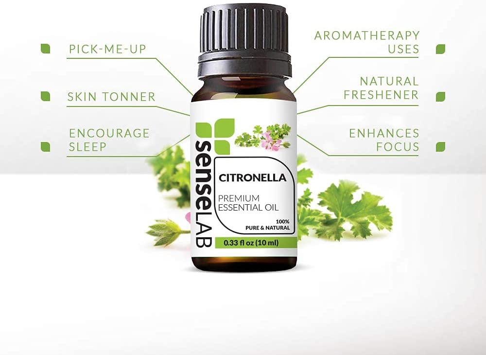 SenseLAB Citronella Essential Oil - 100 % Pure Extract Citronella Oil Therapeutic Grade - Outdoor Pr
