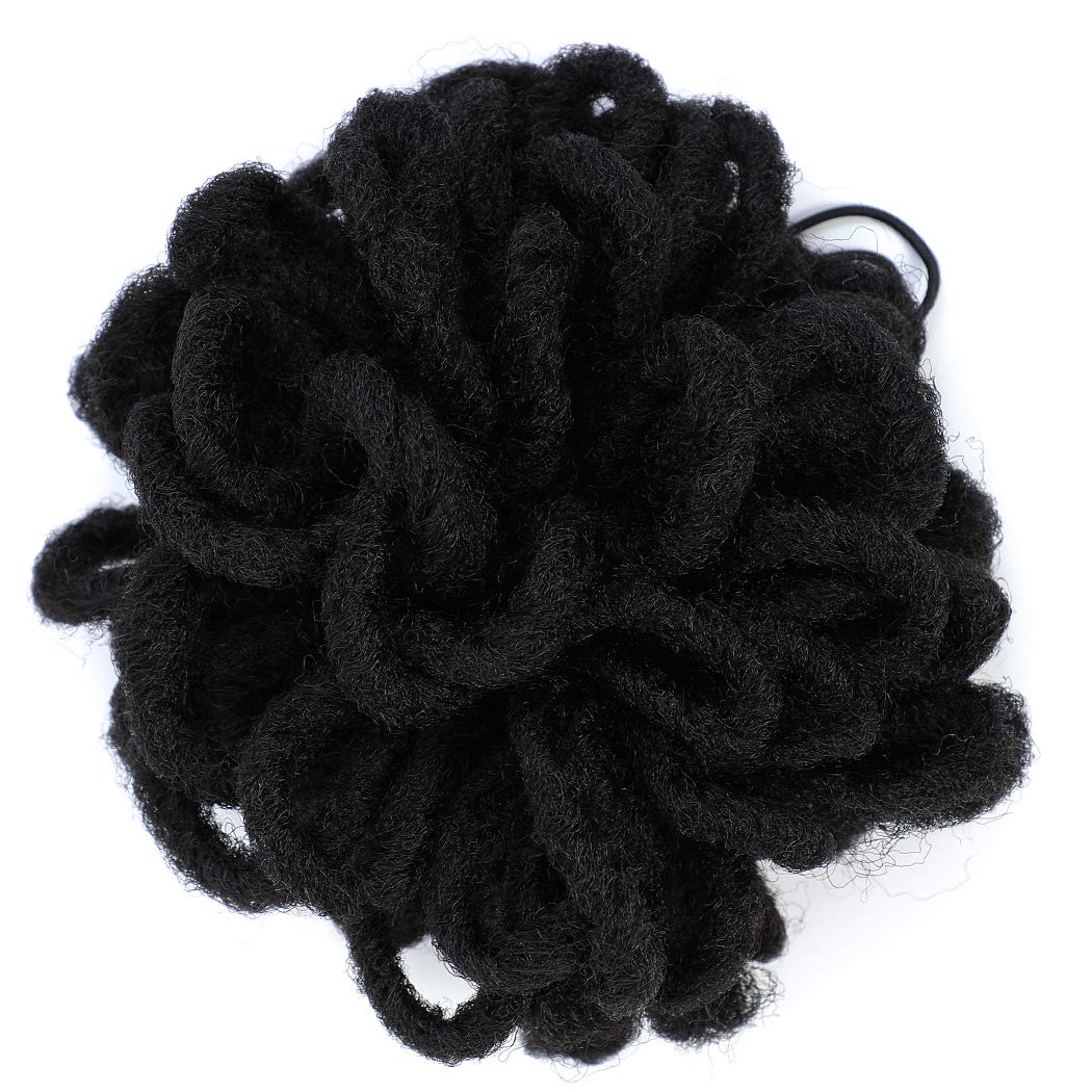 DreadLock Bun Afro High Puff Drawstring Ponytail Hair Bun Hairpieces Faux Locs Clip in Pony Tail Loc