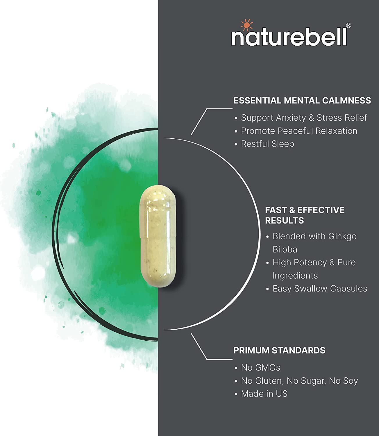 KavaMind Kava Kava Capsules, with Active Kavalactones, 2 in 1 Formula, 1000mg Kava Kava Plus 10mg Gi