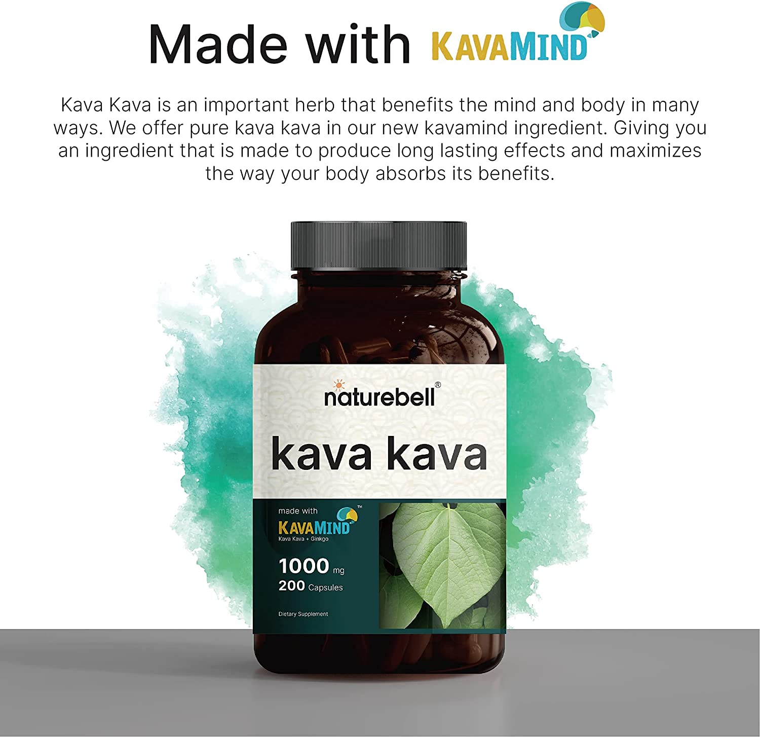 KavaMind Kava Kava Capsules, with Active Kavalactones, 2 in 1 Formula, 1000mg Kava Kava Plus 10mg Gi