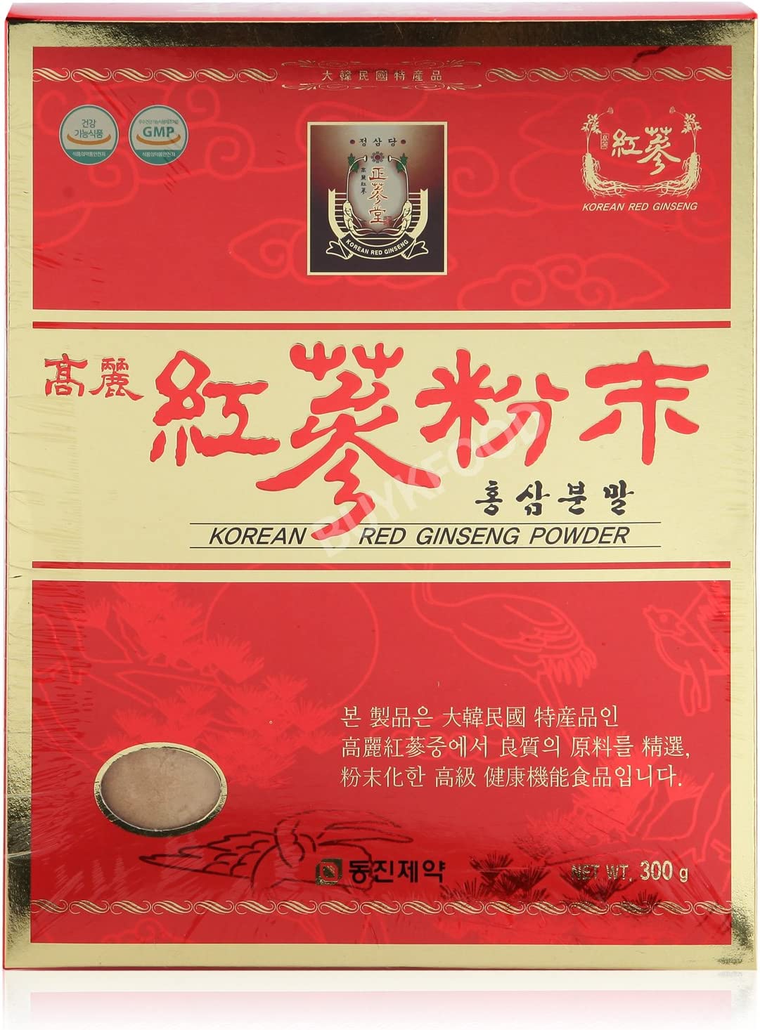 100% Korean Red Ginseng Roots Powder 300g(10.6oz), Panax Saponin, No Additives