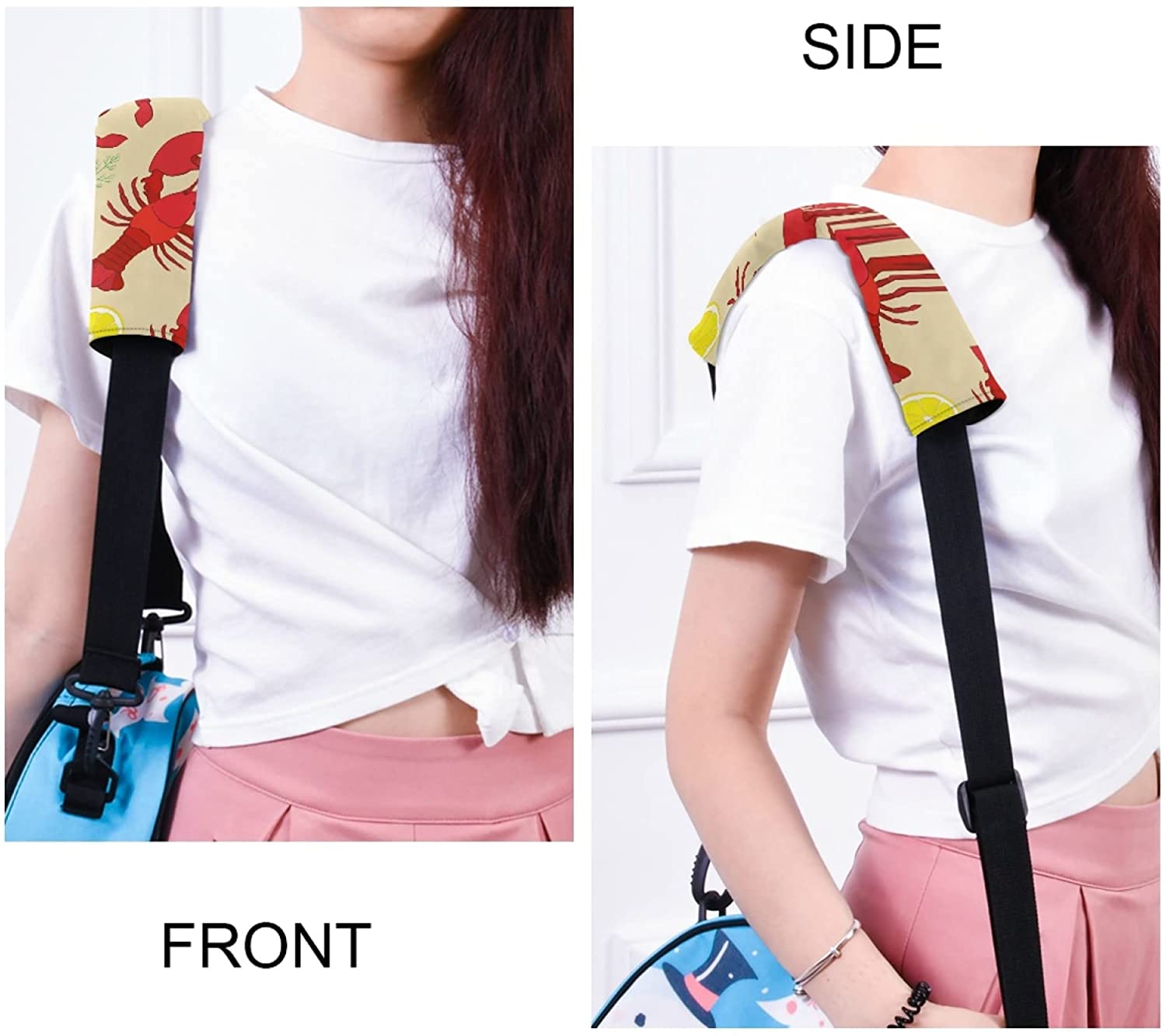 Lobster Crab with Lemon Dill Seamless 2 Packs Adjustable Car Seat Belt Pads Cover, Universal Car Sea