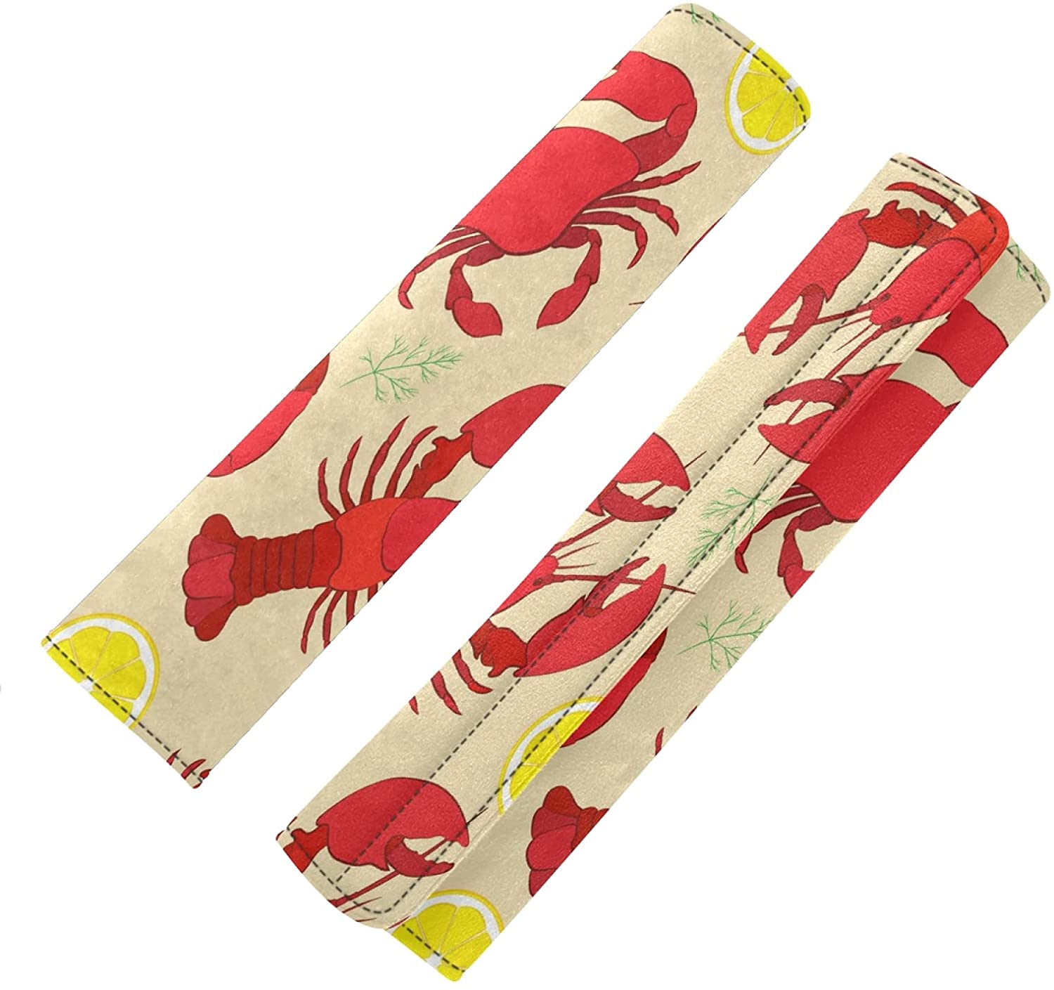 Lobster Crab with Lemon Dill Seamless 2 Packs Adjustable Car Seat Belt Pads Cover, Universal Car Sea