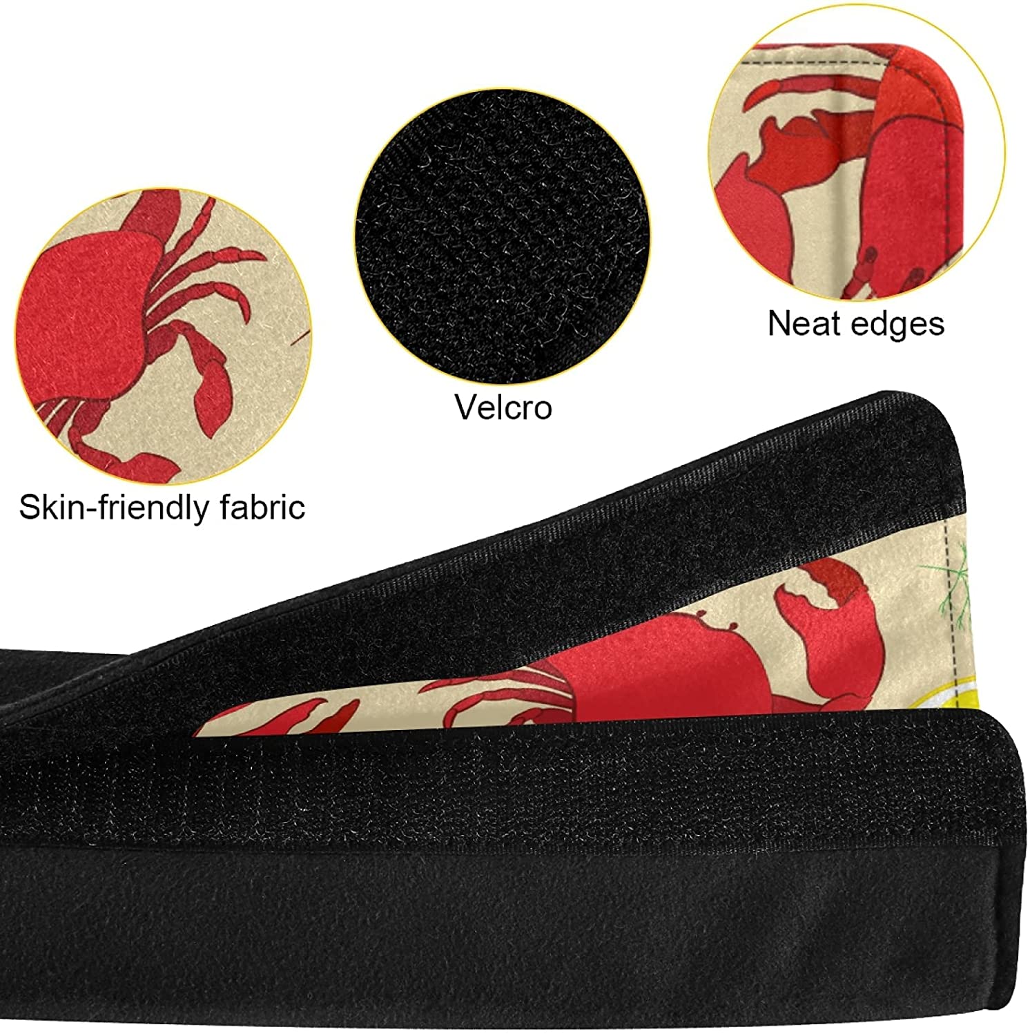 Lobster Crab with Lemon Dill Seamless 2 Packs Adjustable Car Seat Belt Pads Cover, Universal Car Sea