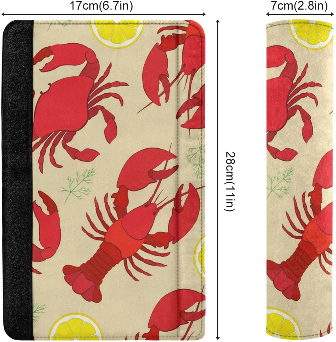 Lobster Crab with Lemon Dill Seamless 2 Packs Adjustable Car Seat Belt Pads Cover, Universal Car Sea