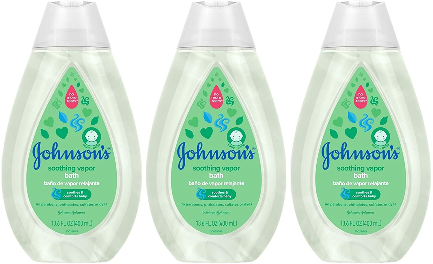 Johnson's Baby Soothing Vapor Bath to Relax Babies, 13.6 Fl Oz, Pack of 3