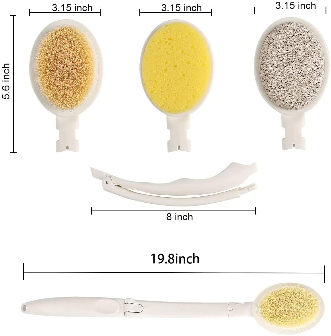 LFJ 3 in 1 Back Bath Brush Set for Shower, 19