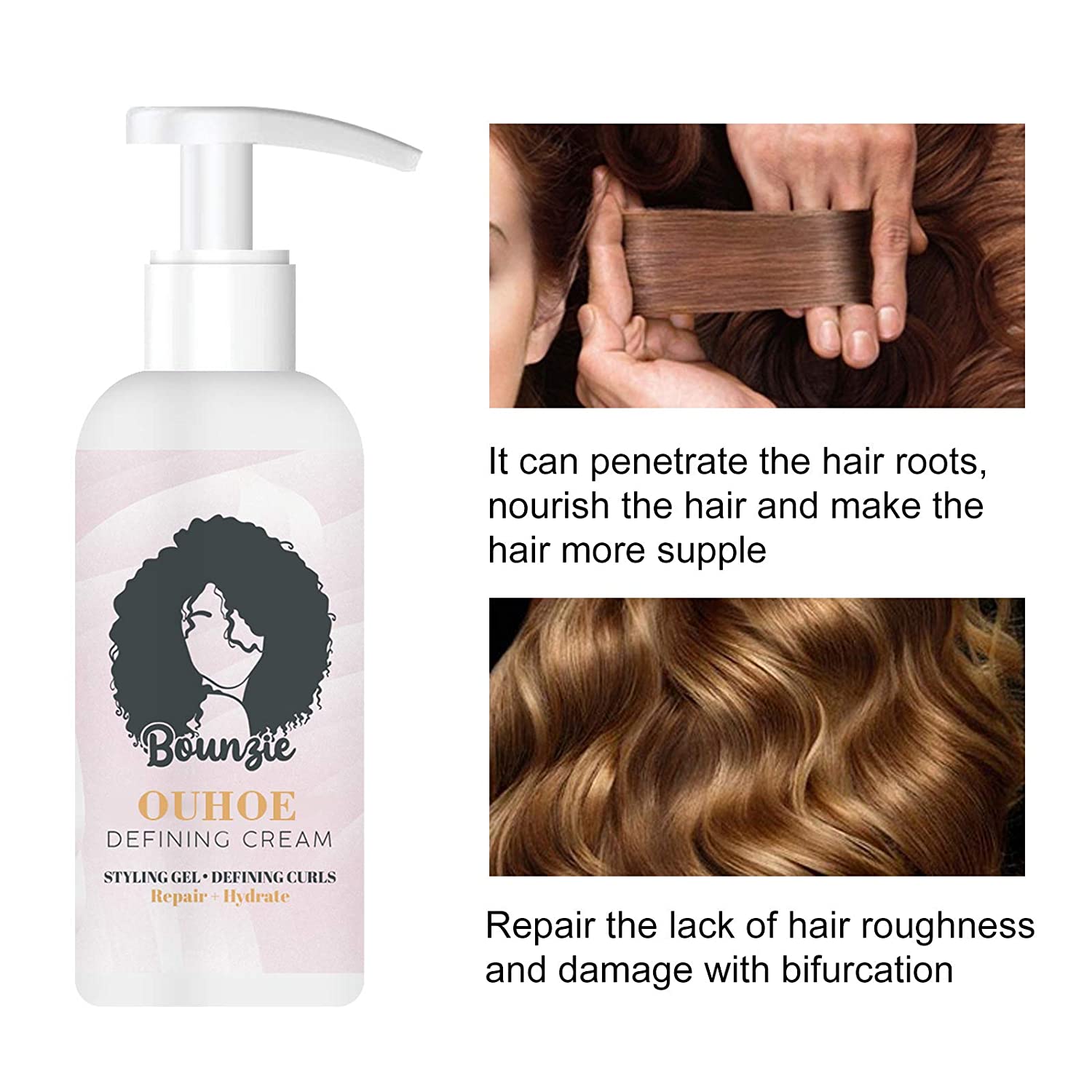 Bounzie Curl Boost Defining Cream Elastin Curly Hair Moisturizing Styling Repair Curling Essence Hai