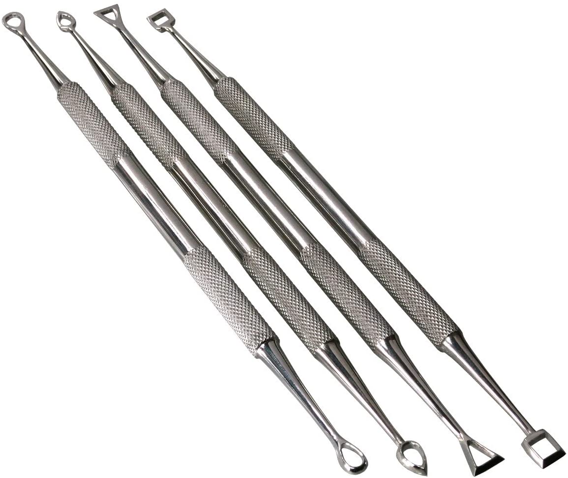 HTS 156C4 4 Pc Stainless Steel Hollow Tip Carver Wax & Clay Sculpting Tool Set