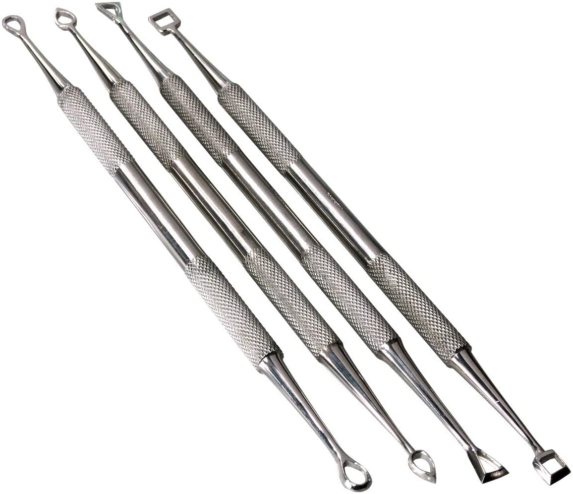 HTS 156C4 4 Pc Stainless Steel Hollow Tip Carver Wax & Clay Sculpting Tool Set