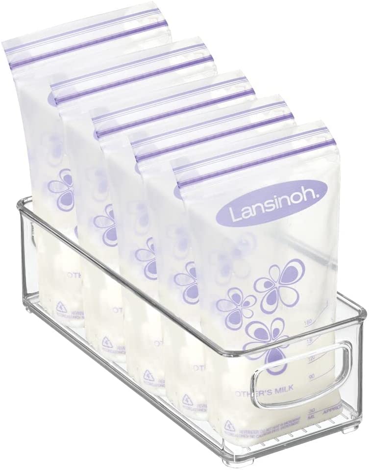mDesign Small Plastic Nursery Storage Container Bins with Handles for Organization in Cabinet, Close