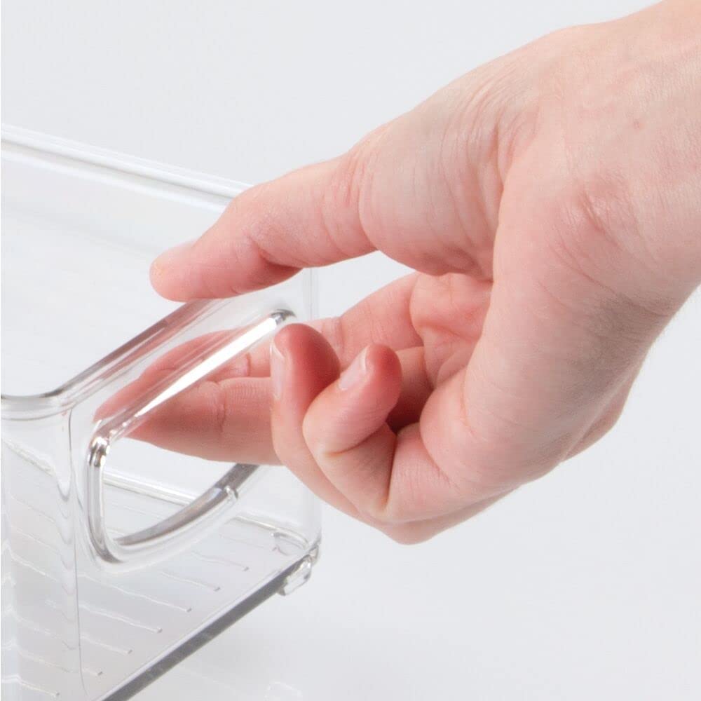 mDesign Small Plastic Nursery Storage Container Bins with Handles for Organization in Cabinet, Close
