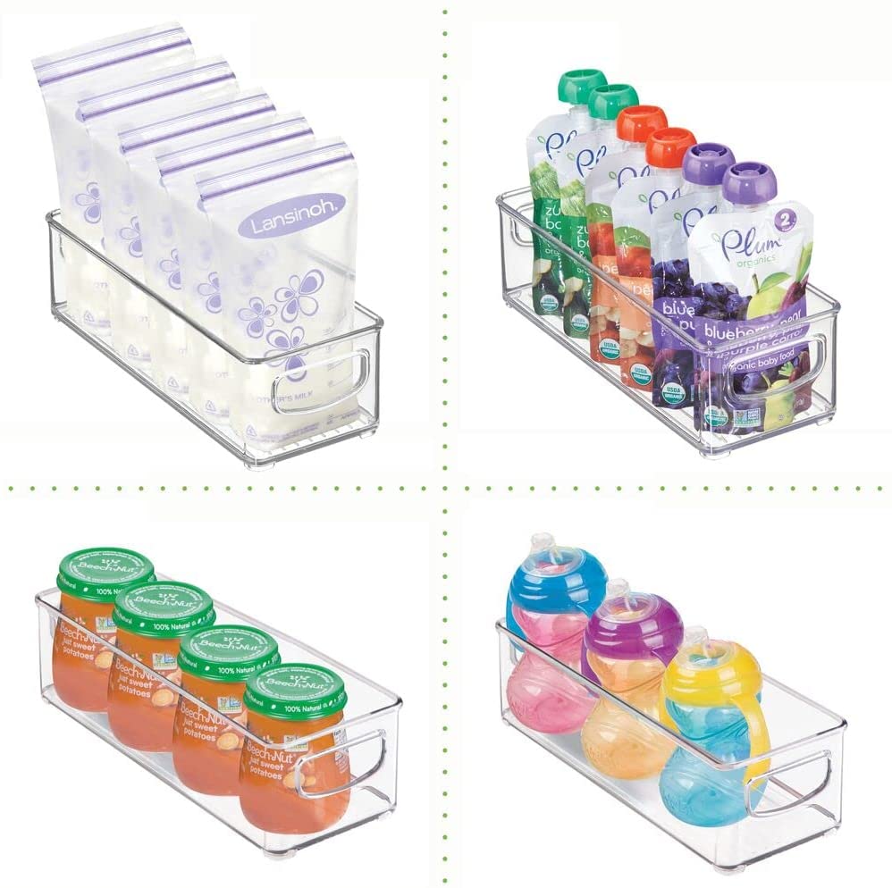 mDesign Small Plastic Nursery Storage Container Bins with Handles for Organization in Cabinet, Close