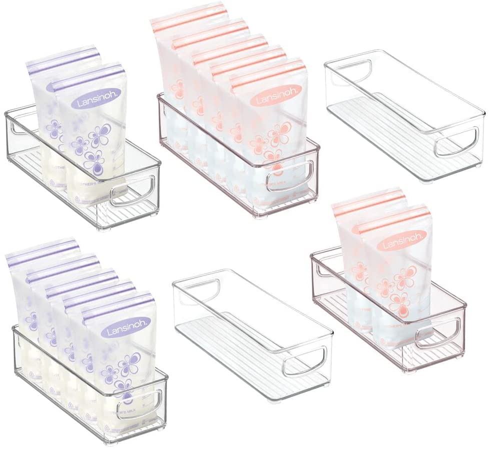 mDesign Small Plastic Nursery Storage Container Bins with Handles for Organization in Cabinet, Close
