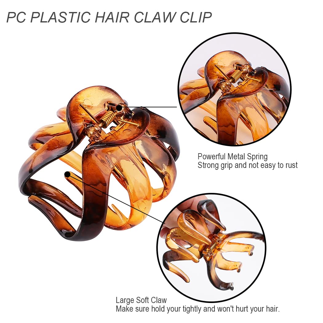 COCIDE 4PCS Joni Claw Hair Claw Clips for Women Acrylic Large Octopus Hair Clip Non-slip Big Spider 