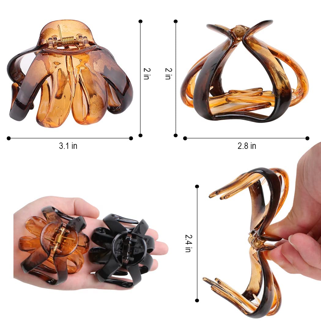 COCIDE 4PCS Joni Claw Hair Claw Clips for Women Acrylic Large Octopus Hair Clip Non-slip Big Spider 
