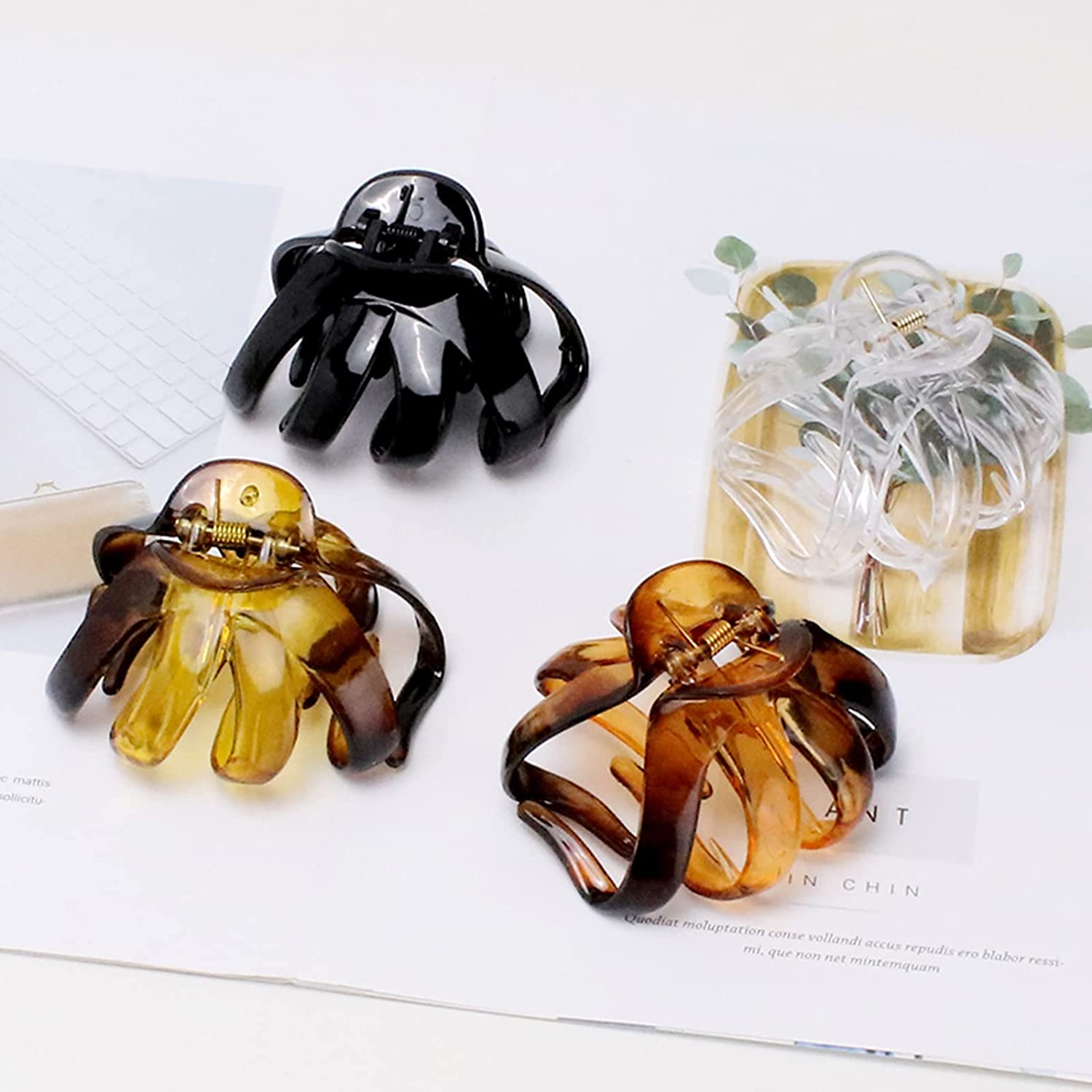 COCIDE 4PCS Joni Claw Hair Claw Clips for Women Acrylic Large Octopus Hair Clip Non-slip Big Spider 