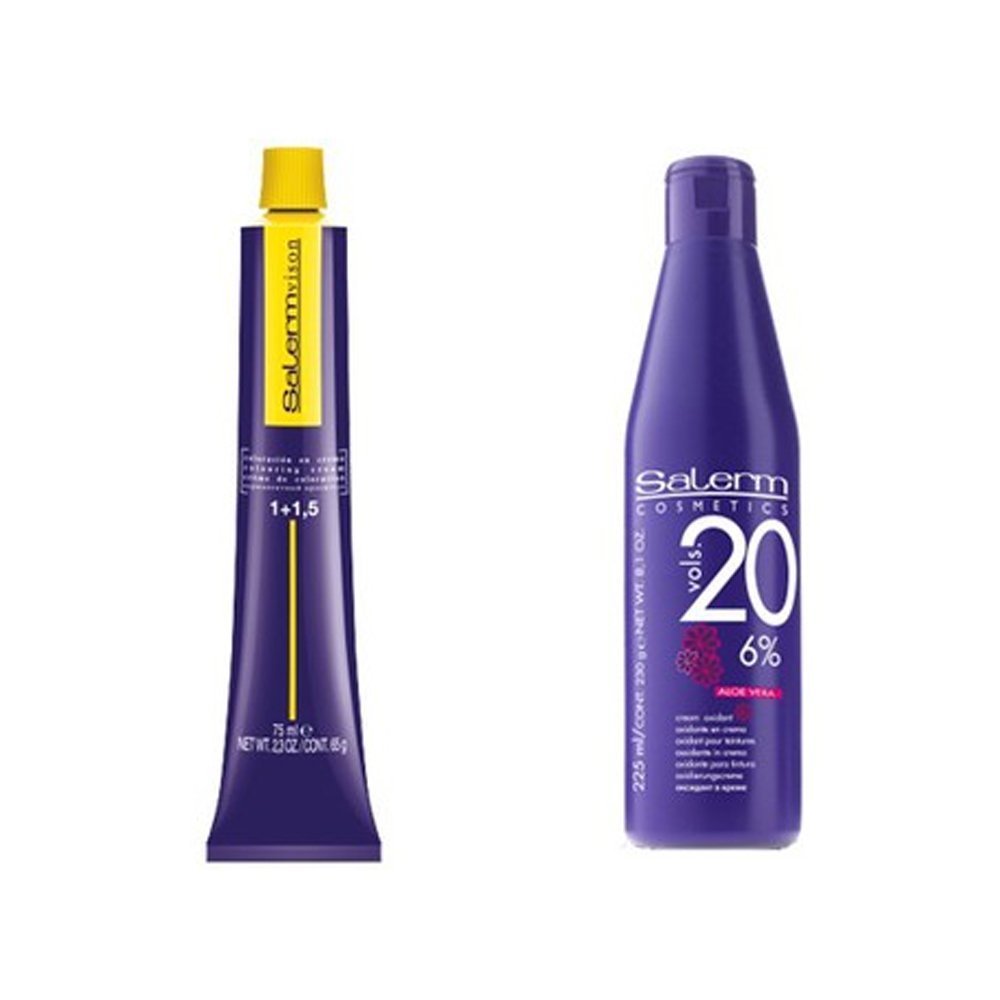 Salerm Vison Permanent Hair Color and Developer (1 Color and 1 Developer Set) (20 vol 8.1 oz, 1)