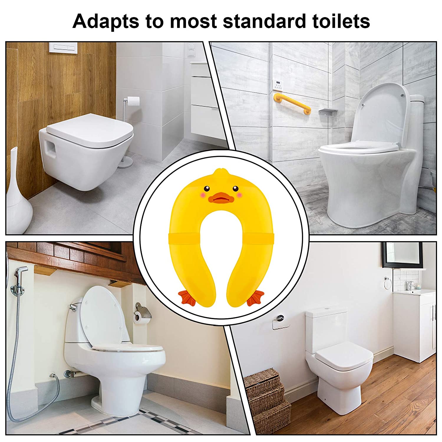 Folding Potty Training Seat, Travel Portable Toilet Training Seat for Kids Toddlers Boys Girls, Fits