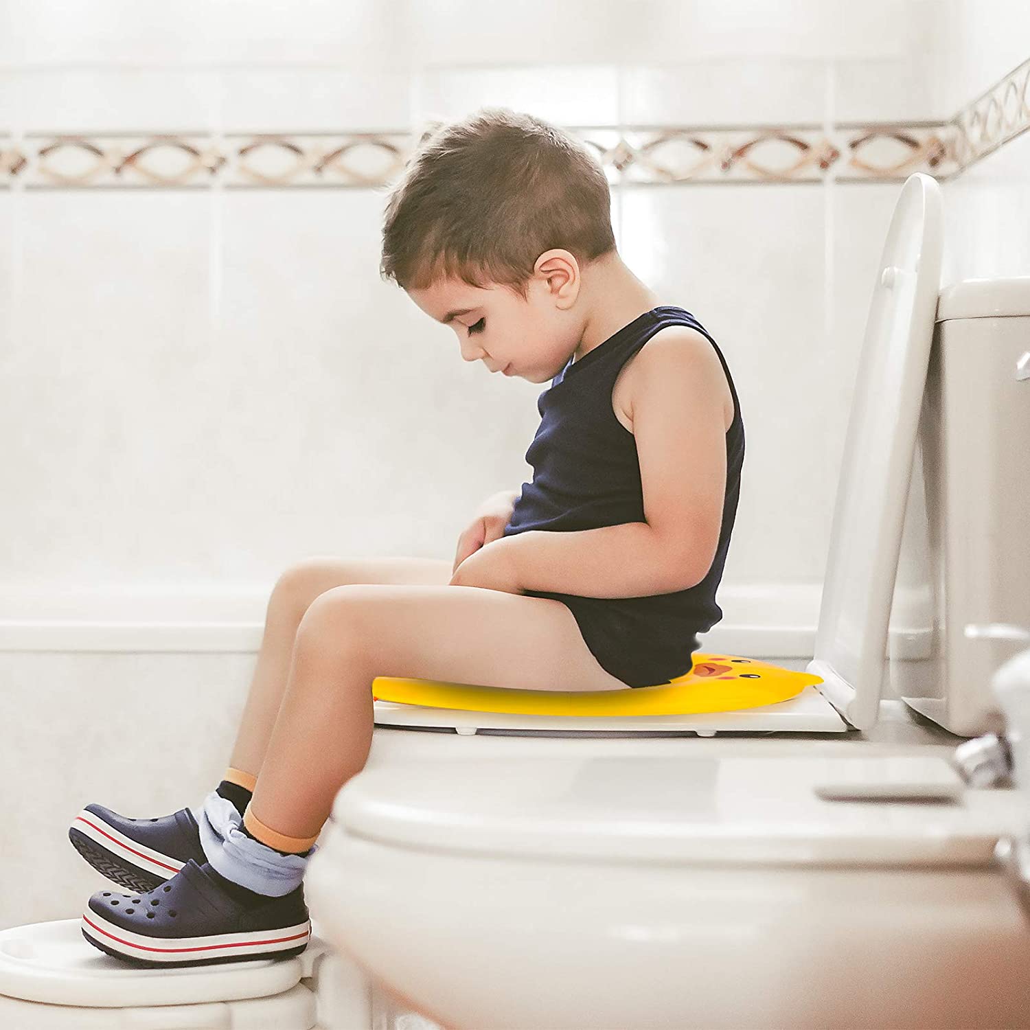 Folding Potty Training Seat, Travel Portable Toilet Training Seat for Kids Toddlers Boys Girls, Fits