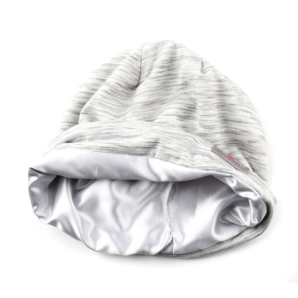 Greatremy Beanie Kids Silky Satin Lined Hair Bonnet Sleep Cap-Adjustable Elastic Band Slouchy Cotton
