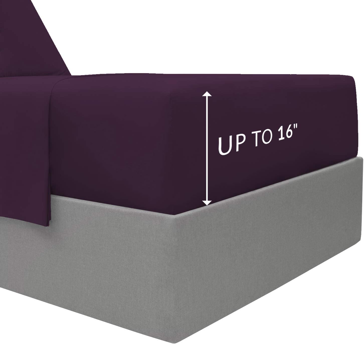 Mellanni King Fitted Sheet - Deep Pocket Cooling Sheets up to 16 inch - All Around Elastic - Hotel L