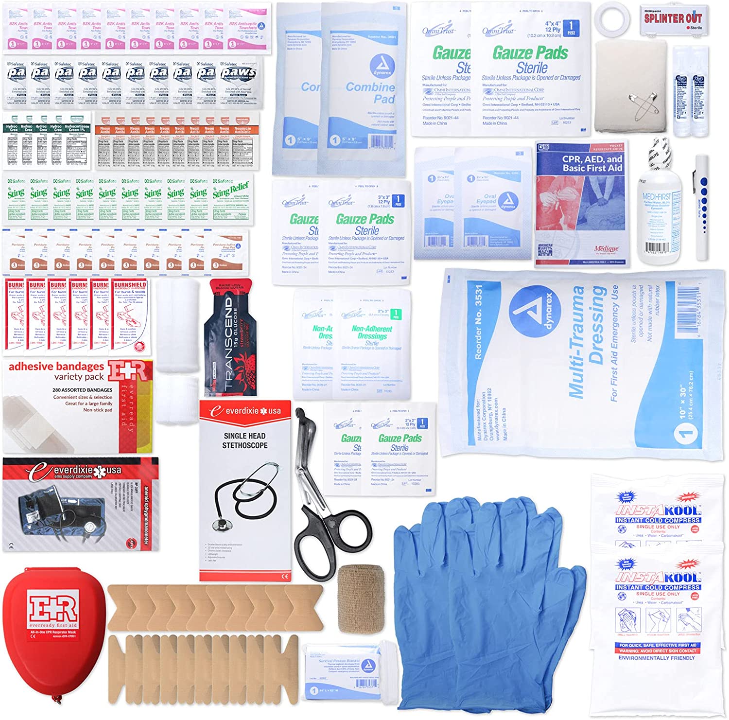 MFASCO - First Aid Kit - Complete Emergency Response Trauma Bag - for Natural Disasters - Red