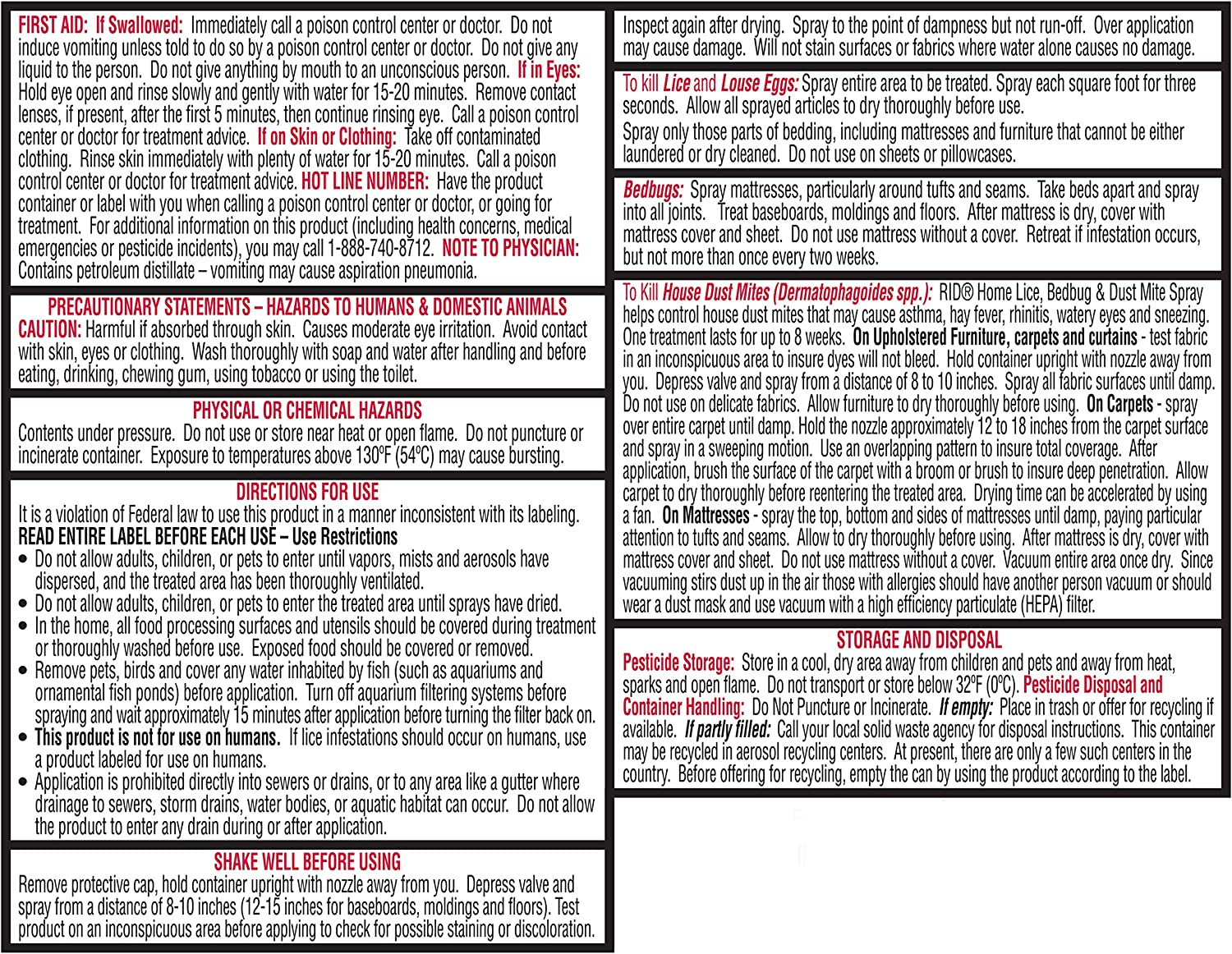 Rid Home Lice, Bedbug And Dust Mite Spray - 5 Ounces